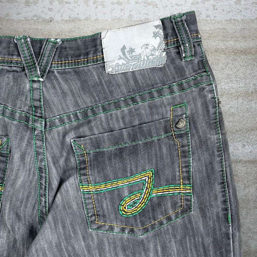 Vintage Y2K Skater Wide Leg Jeans 38x30 Baggy Smoke Grey Wash 5ive Jungle Rap - Picture 3 of 7